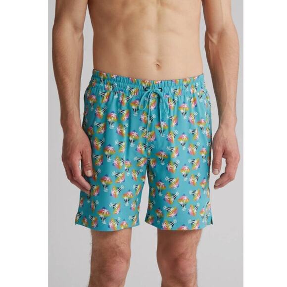 Hurley Rainbow Palm Tree Volley Swim Shorts Trunks Turquoise Men's Size XL - Picture 1 of 7